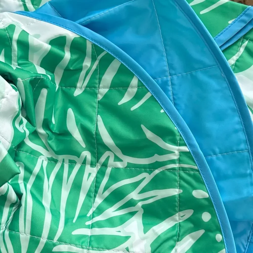 IKEA STRANDON White & Green Picnic Blanket Oval 44